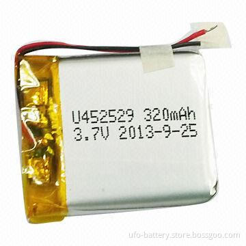 Rechargeable Lithium Polymer Battery with 3.7V, 320mAh, High-safety, No Burning, No Explosion